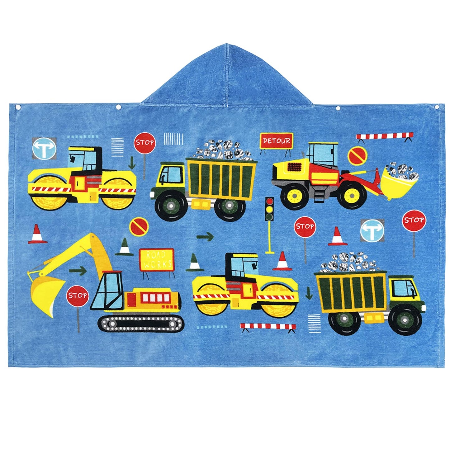 Bangsaur Excavator Beach Towel, 100% Cotton 50'X30' Hooded Bath Wrap Towel, Toddlers Baby Boys 3-10 Years Coverup Truck