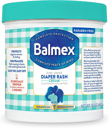 Balmex Diaper Rash Cream With Zinc Oxide 16 Oz (Pack Of 2)