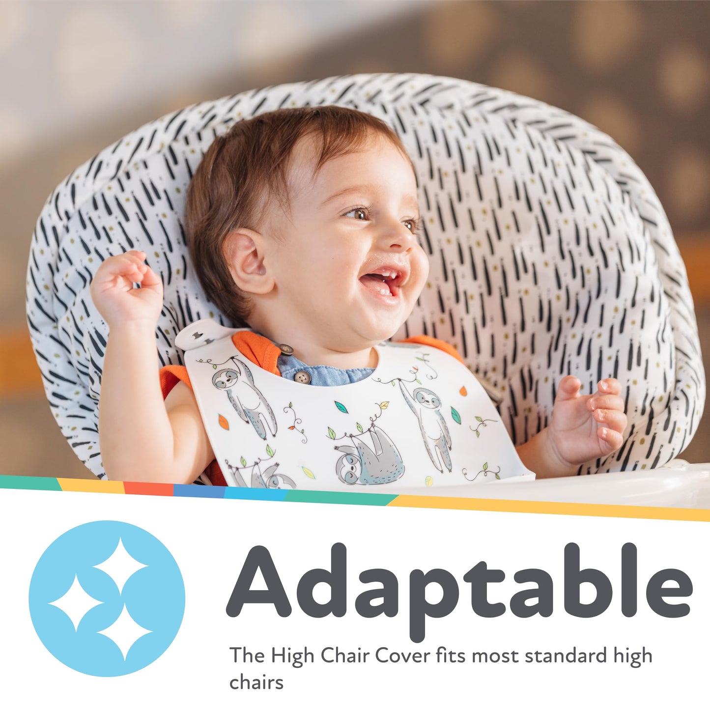 Nuby Baby High Chair Cover - Protects From Spills And Crumbs - Water Resistant For Easy Cleanup - Brush Strokes Print
