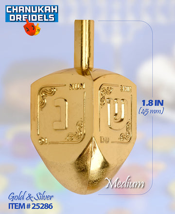 Hanukkah Dreidels - Metallic Gold And Silver Dreidel - 4 Pack Medium