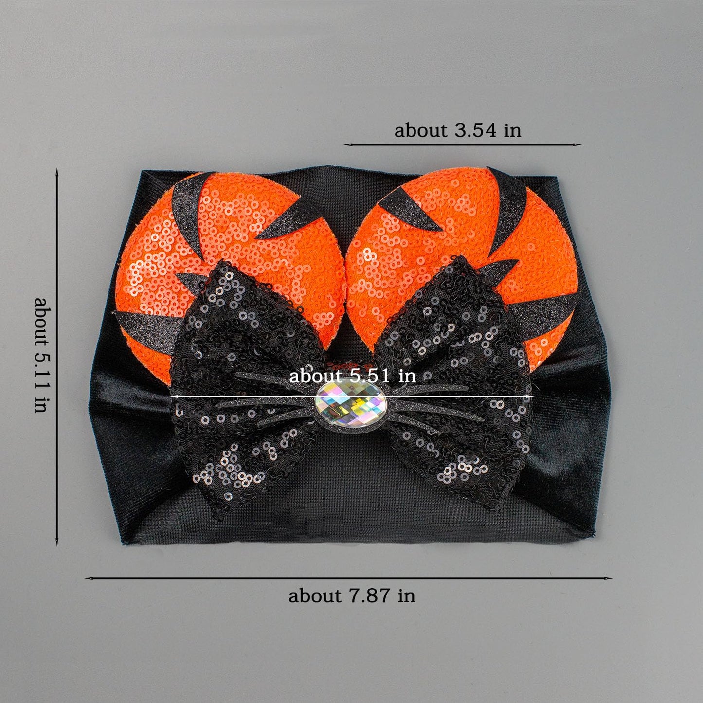 Jiahang Baby Girl Halloween Mouse Ears Turban Headwrap With Sequin Bows, Wide Velvet Hairband, Hair Bow Headband For Newborn Tod