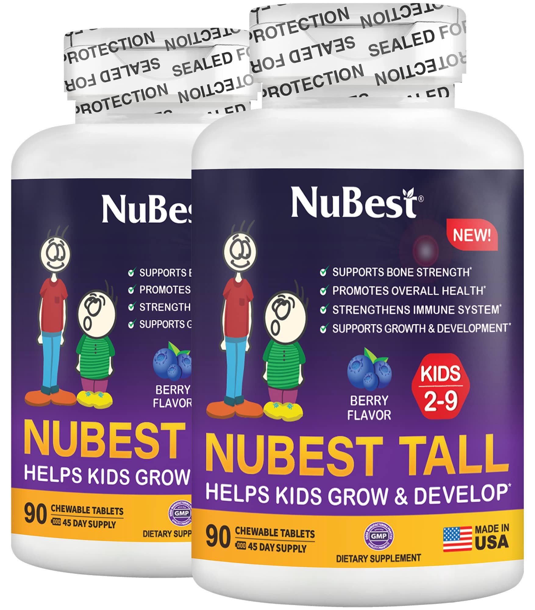 Nubest Tall Kids - Toddlers Vitamins And Kids Vitamins For Age 2 To 9 - Support Bone Strength, Overall Health And Immunity - Ani