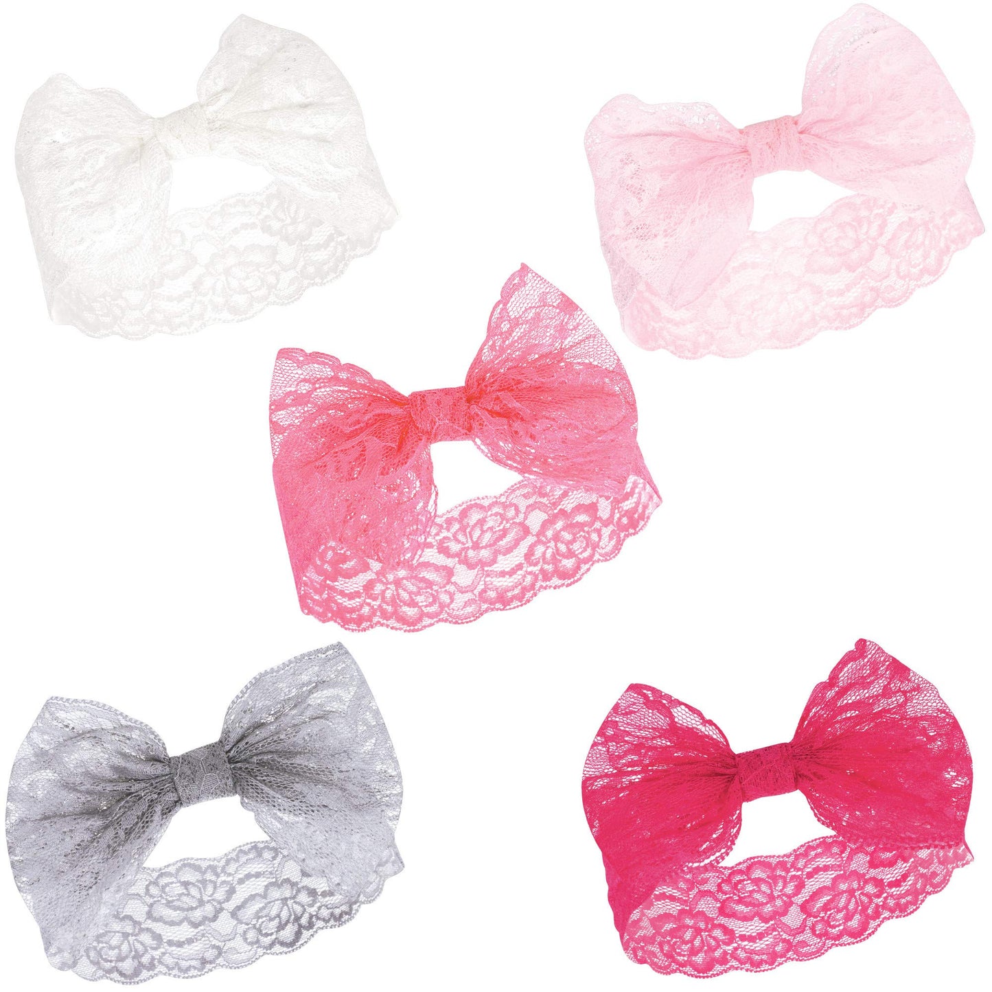 Hudson Baby Unisex Cotton And Synthetic Headbands, Pink White, 0-24 Months