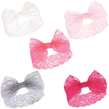 Hudson Baby Unisex Cotton And Synthetic Headbands, Pink White, 0-24 Months