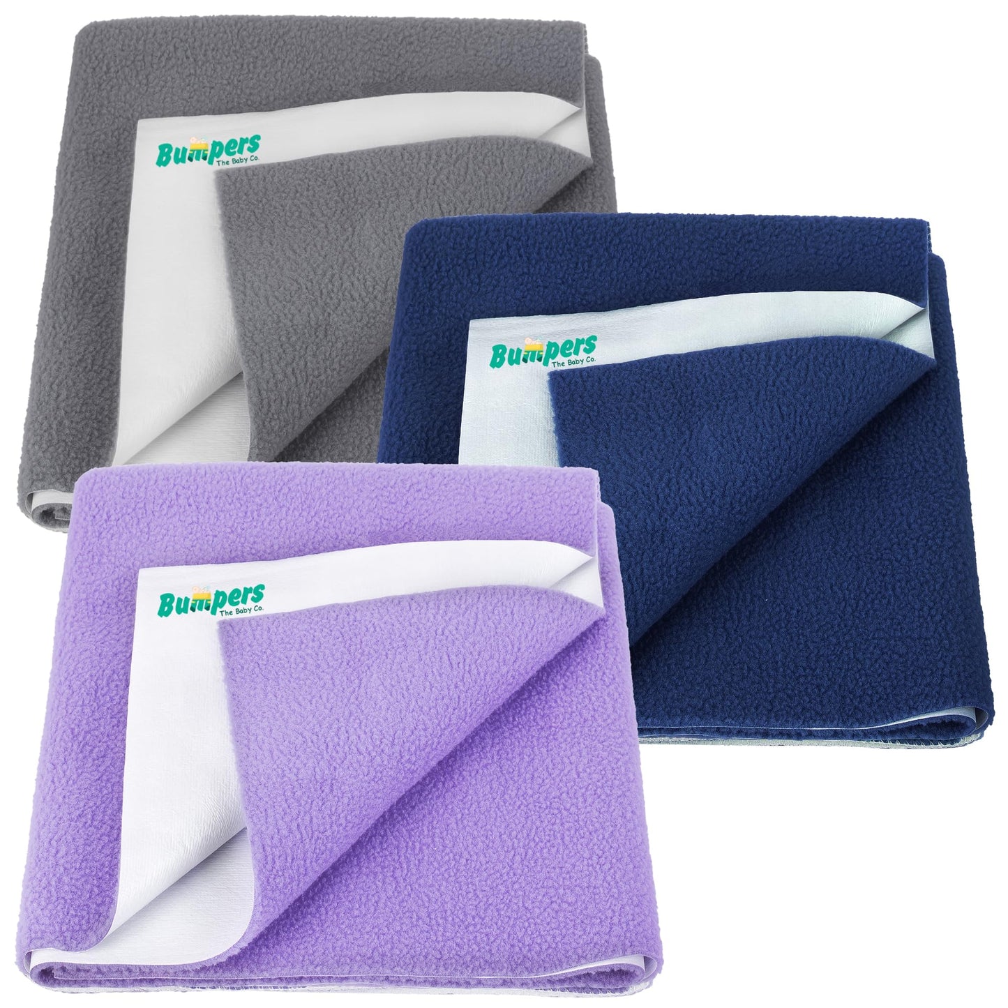 Bumpers AntiPiling Quick Dry & Absorbent Sheet Polycotton Baby Bed Protecting Waterproof Mat (Violet, Dark Blue, Grey, Small (7