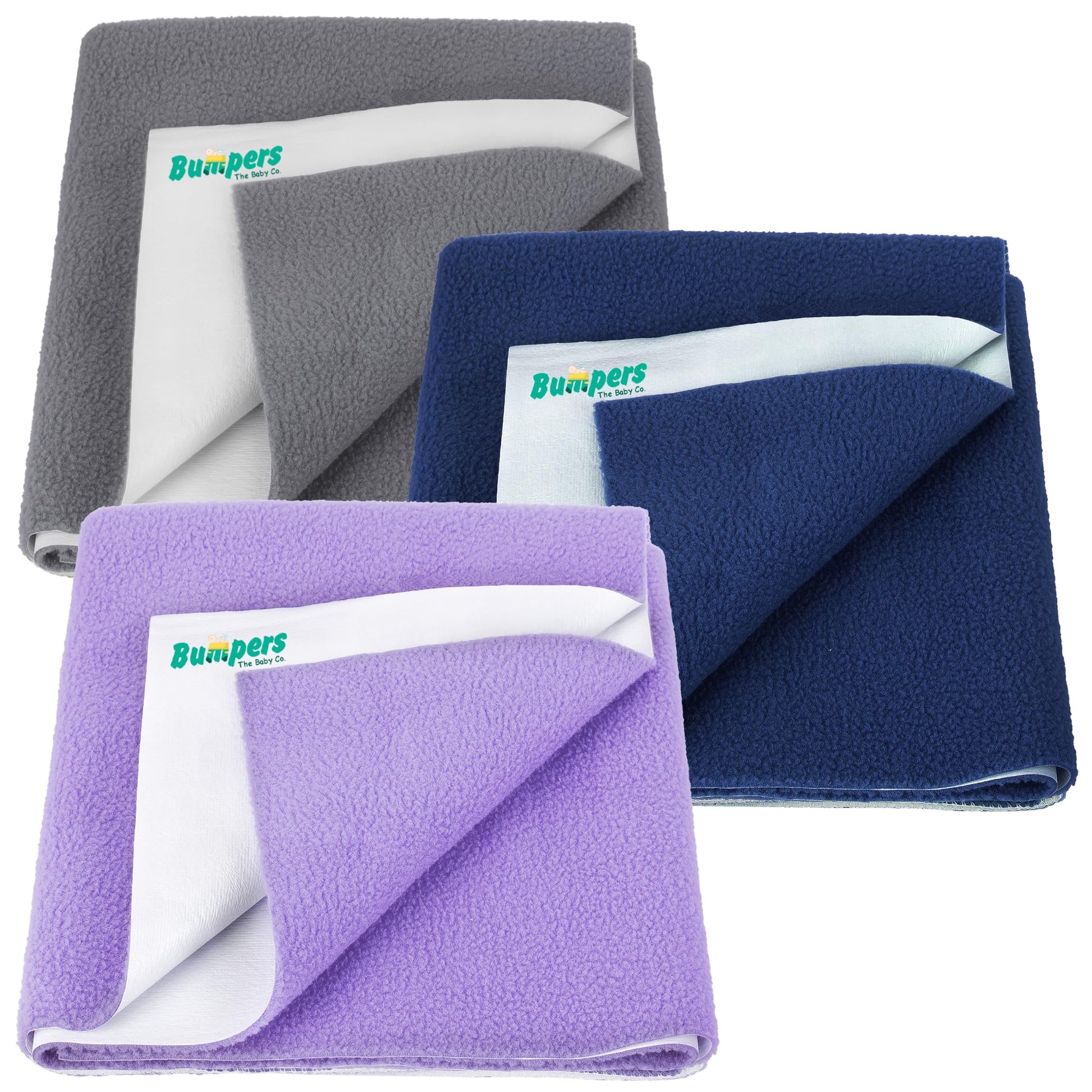 Bumpers AntiPiling Quick Dry & Absorbent Sheet Polycotton Baby Bed Protecting Waterproof Mat (Violet, Dark Blue, Grey, Small (7