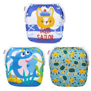 Alvababy Baby Swim Diapers 2Pcs One Size Reuseable Washable & Adjustable For Swimming Lesson & Baby Boy Girl 3Zswy45