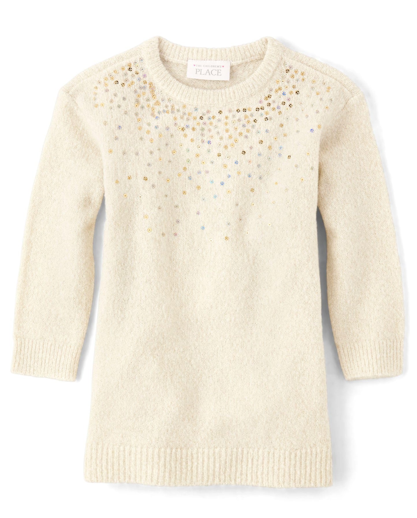 The Children'S Place,Baby-Girls,And Toddler Long Sleeve Sweater Dress,Beaded White Daisy,2 Years