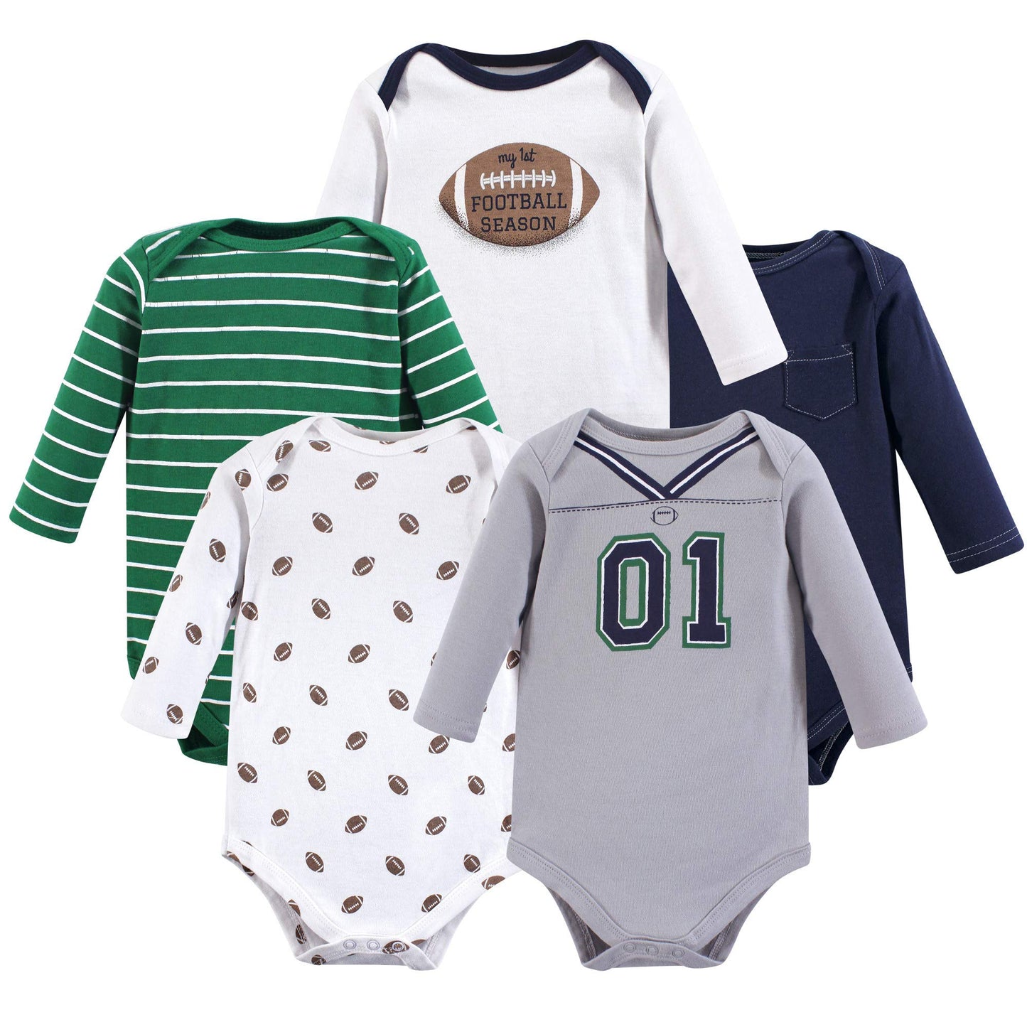 Little Treasure Unisex Baby Cotton Bodysuits, Football, 9-12 Months
