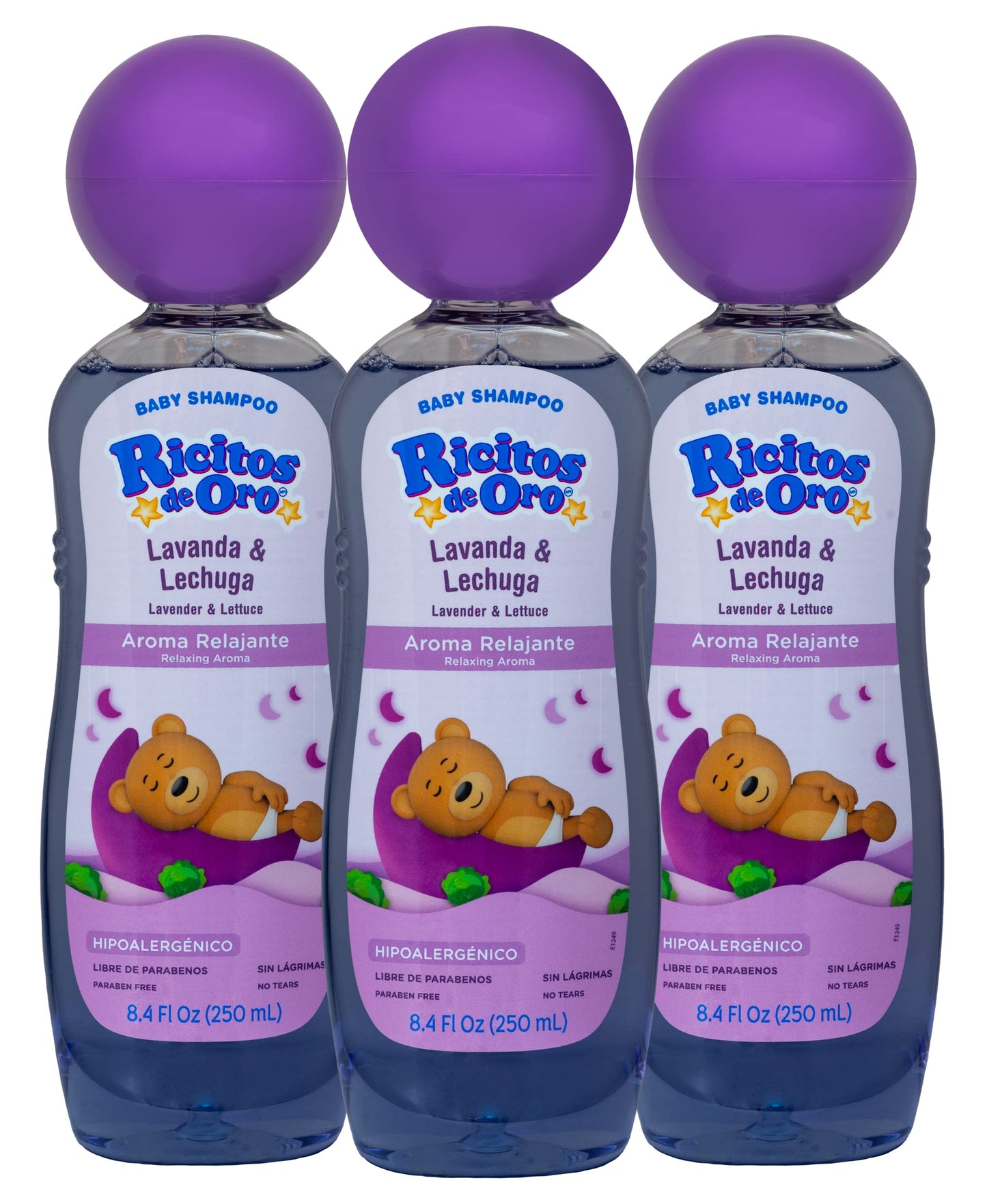 Ricitos De Oro Lavender Baby Shampoo, Children Cleansing Shampoo With Natural Lavender, Formulated For Babies, 3-Pack Of 8.45 Fl