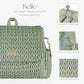 Hannah & Sophia Belle Convertible Baby Diaper Backpack & Bag In Sage Green, Large Size, Dual Sided Water Resistant Changing Mat