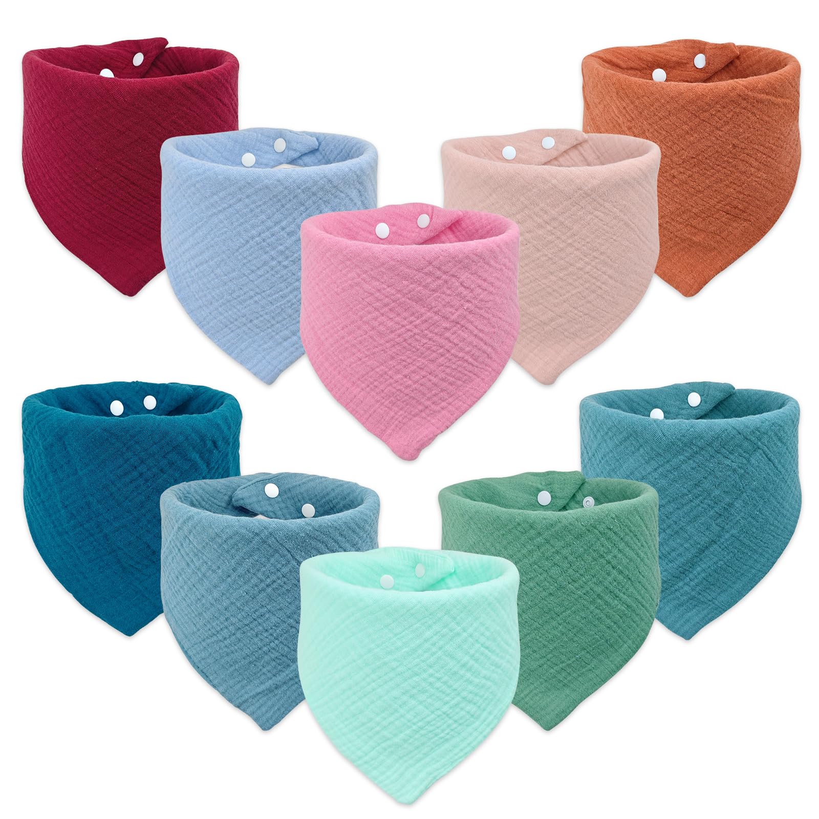 Elliehouse Baby Bibs 10 Pack Teething Drool Muslin Cotton Absorbent Soft Bibs For Infant Toddler Essentials