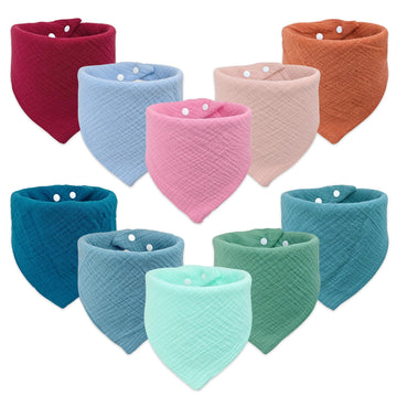Elliehouse Baby Bibs 10 Pack Teething Drool Muslin Cotton Absorbent Soft Bibs For Infant Toddler Essentials
