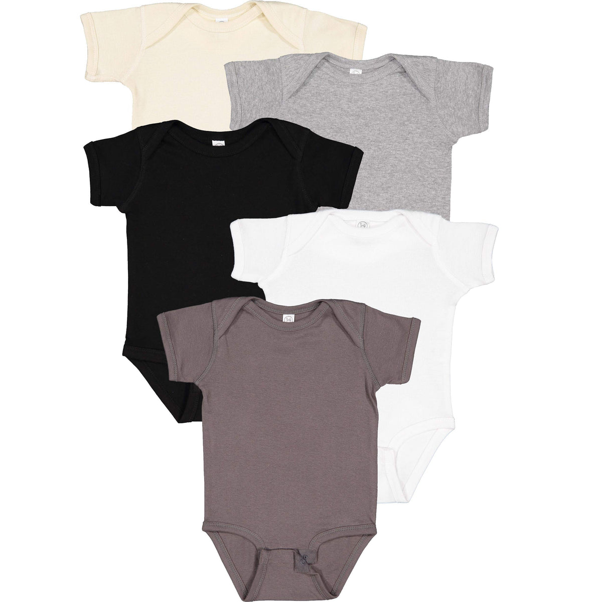 Rabbit Skins, Baby 5Pack Soft Short Sleeve Bodysuit, Rock Star, 6 Months