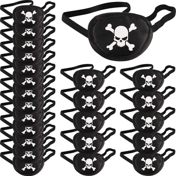 Chinco Pirate Eye Patches Black One Eye Skull Patches Silk Pirate Captain Eye Masks For Adults Halloween Party(24 Pieces)