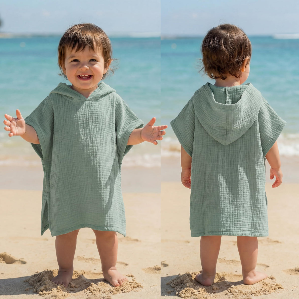 Frienda Muslin Hooded Beach Towel for 03 Years Kids Soft Muslin Bath Poncho for Baby Absorbent Fast Drying Blankets for Boys Gi