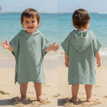 Frienda Muslin Hooded Beach Towel for 03 Years Kids Soft Muslin Bath Poncho for Baby Absorbent Fast Drying Blankets for Boys Gi