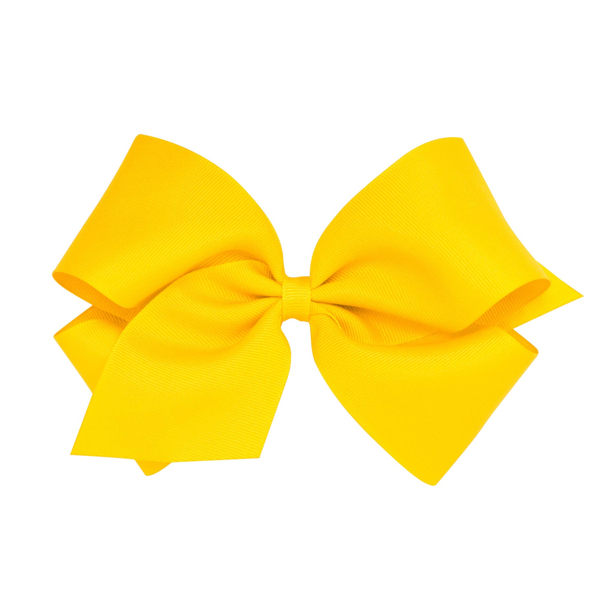 Wee Ones Girls' Classic Grosgrain Hair Bow With Plain Wrap Center On A Weestay Hair Clip, Handmade, King Sized Bow, Yellow