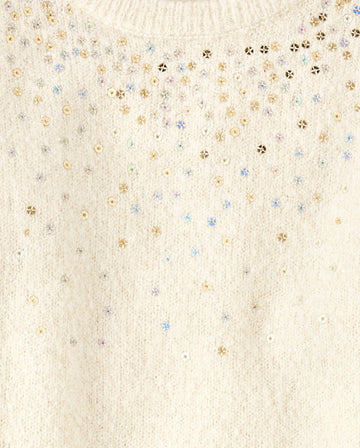 The Children'S Place,Baby-Girls,And Toddler Long Sleeve Sweater Dress,Beaded White Daisy,6 Months,9 Months