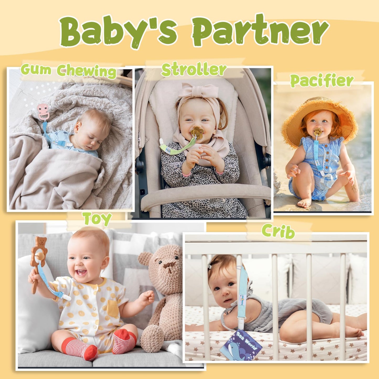 Babygoal Floral Pacifier Clips, 6 Pack Binky Paci Holder Clips And Leash For Boys And Girls Fits For Most Pacifier, Binkie Style