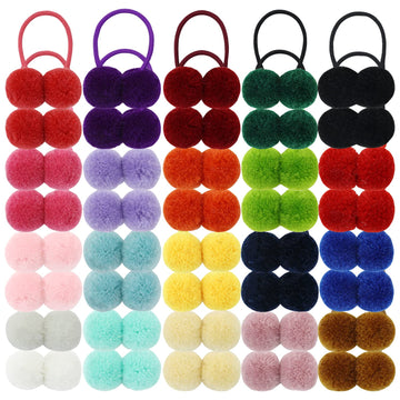 Insowni 40 Pack/20 Pairs Cute Small Pom Pom Hair Ties Colorful Balls Scrunchies Pompoms Elastics Rubber Bands Pigtail Ponytail H