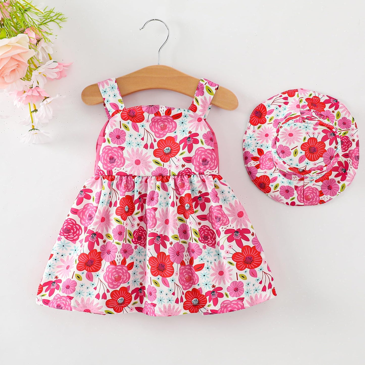 Toddler Girl Dress Baby Girl Summer Clothes Red Sleeveless Dresses Casual Boho Halter Sundress Toddler Outfits 18-24 Month Girl