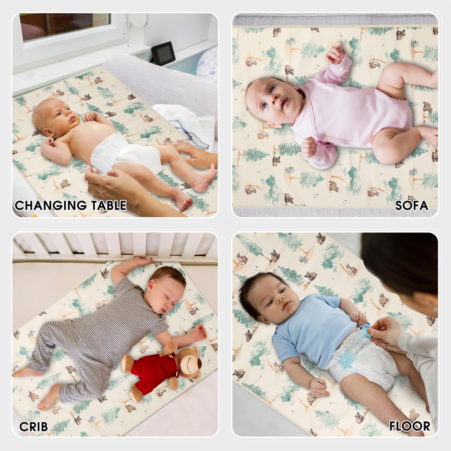 Vegan Leather Baby Changing Mat - Wipeable Portable Changing Pad, Foldable Travel Changing Mat For Baby, Newborns Toddlers Showe