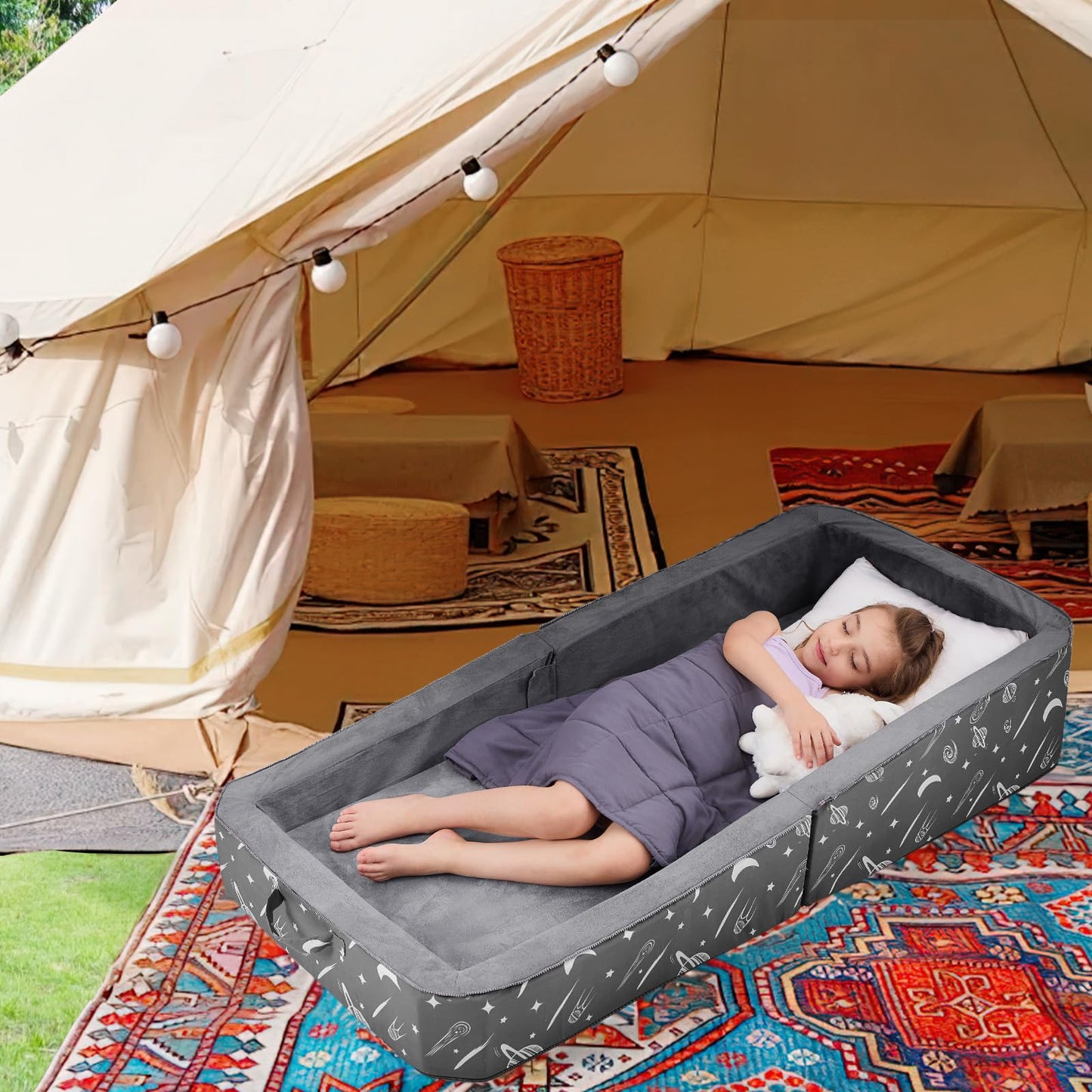 Joywoo Toddler Floor Bed, Toddler Travel Bed For 3-6, Foldable Portable Toddler Bed For Home/Playing/Nap/Hotel, Kids Floor Bed W