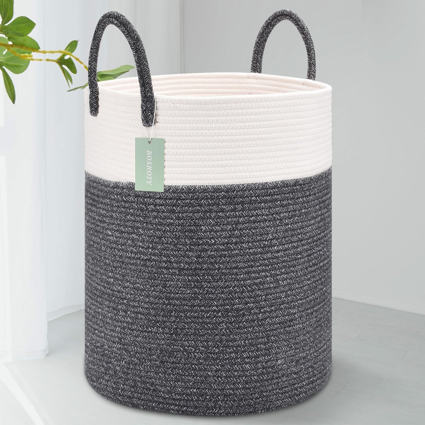 Bosroty Large Laundry Hamper Basket For Clothes 65L, Nursery Hamper, Blanket Basket, Clothes Basket Laundry, Tall Rope Baskets,
