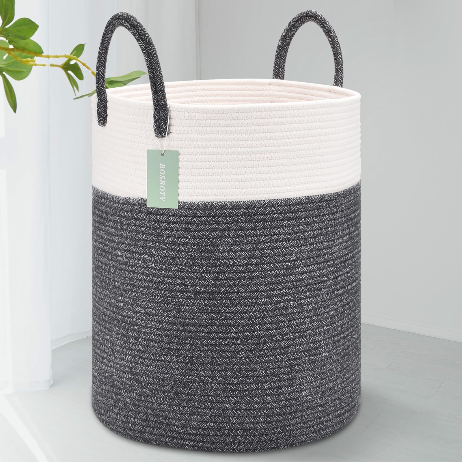 Bosroty Large Laundry Hamper Basket For Clothes 65L, Nursery Hamper, Blanket Basket, Clothes Basket Laundry, Tall Rope Baskets,