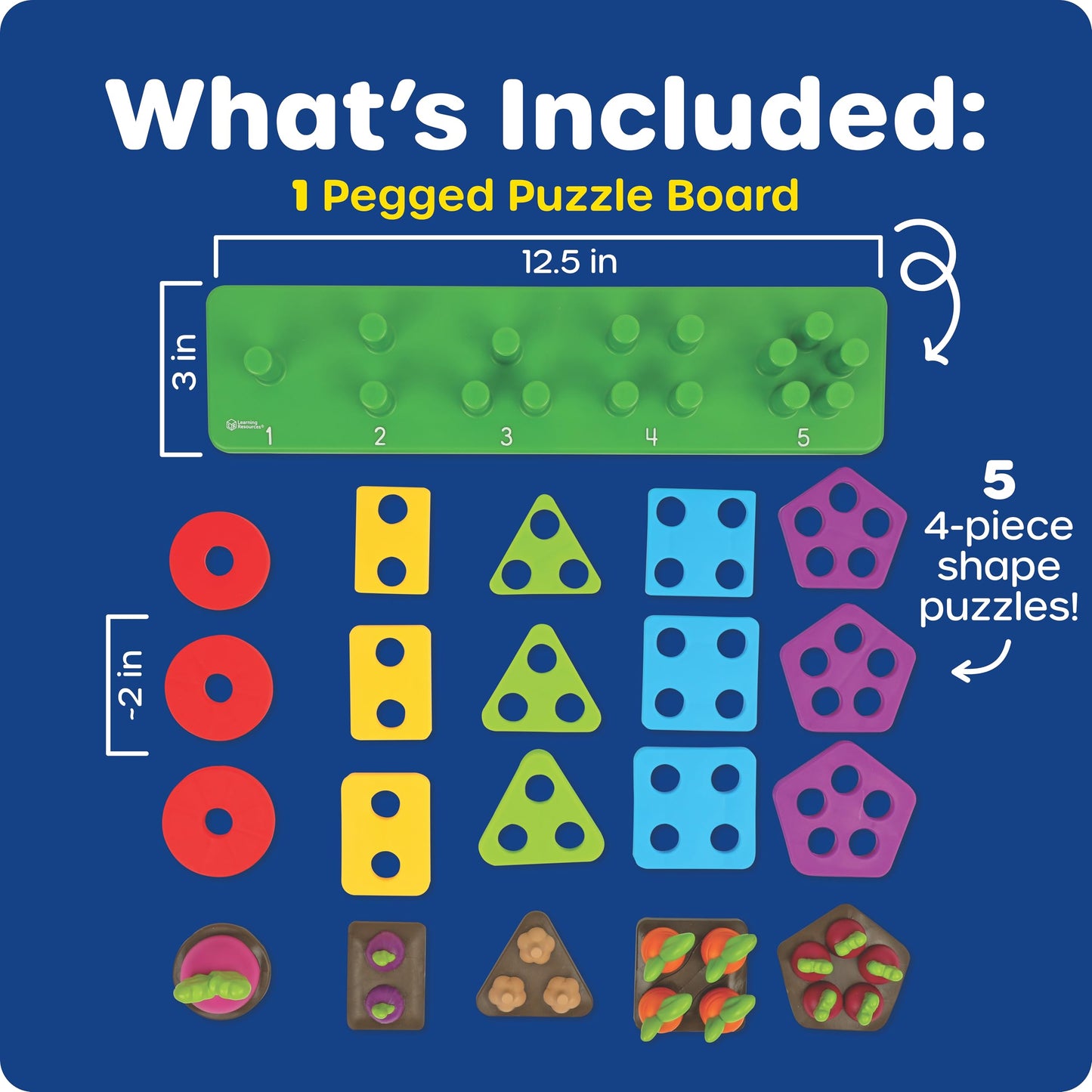 Learning Resources Stacking Shapes Garden, Fine Motor Skills, Stacking and Sorting Puzzle Board, Montessori Toddler Sensory Tabl
