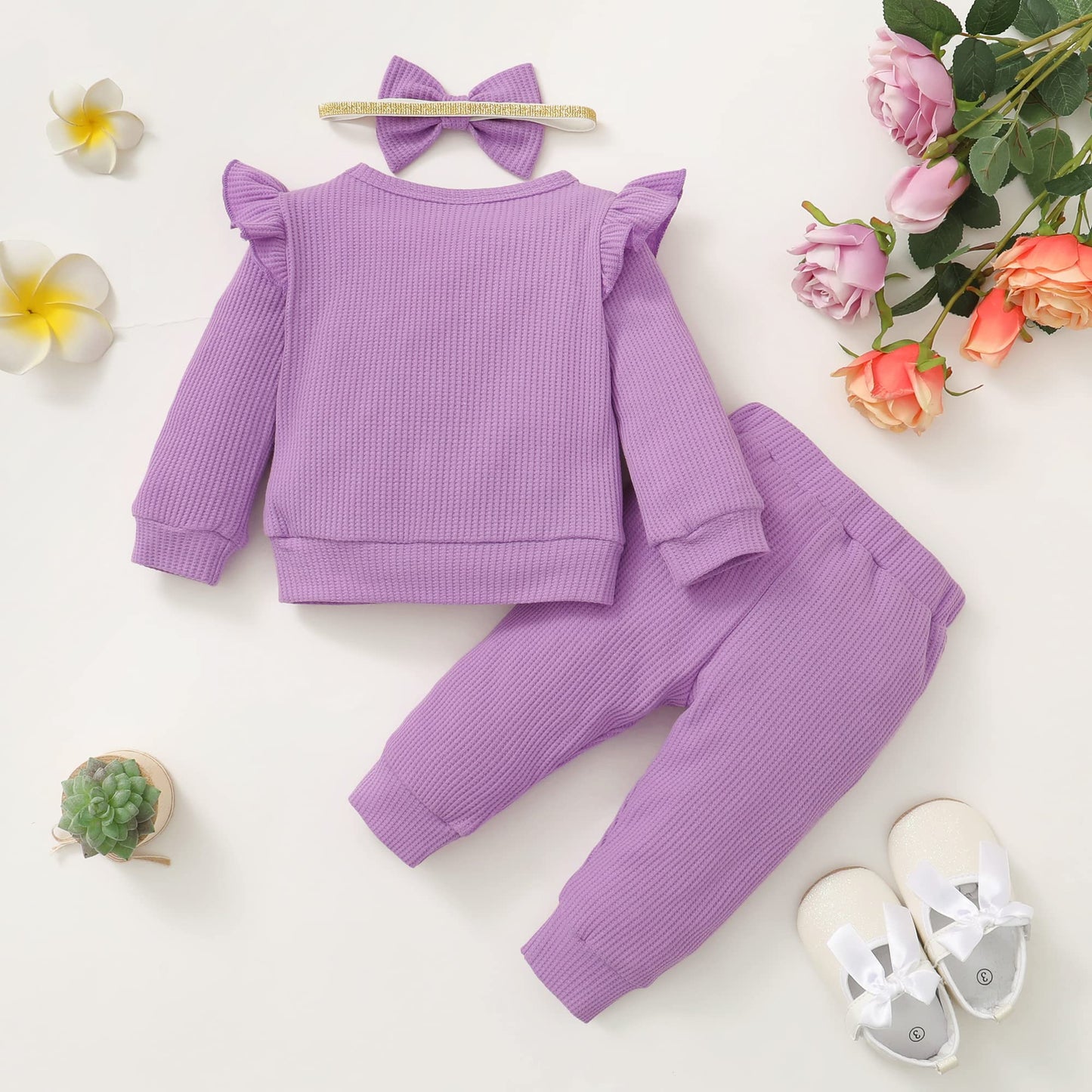 Infant Baby Girl Clothes Top Pants Outfits Set Ruffle Baby Girl Outfits Baby Girls ' Clothing Cute Baby Clothes For Girls Gifts