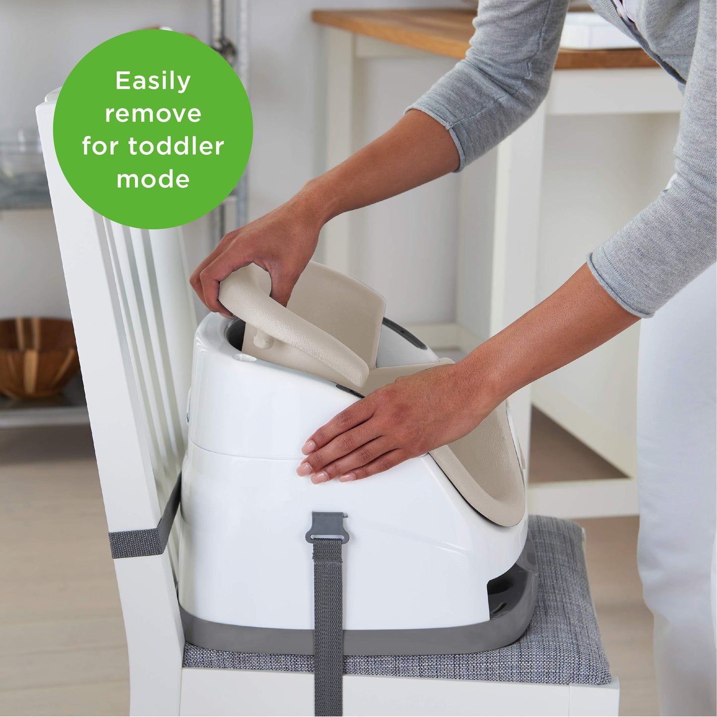 Ingenuity Baby Base 2-in-1 Booster Feeding and Floor Seat with Self-Storing Tray - Cashmere