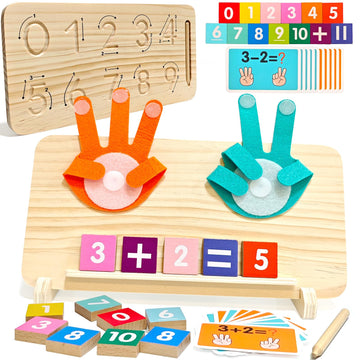 Thothyer Preschool Learning Toys for Toddlers 2-5, 2 in 1 Educational Learning Toys-Math Manipulatives Number Counting Blocks fo