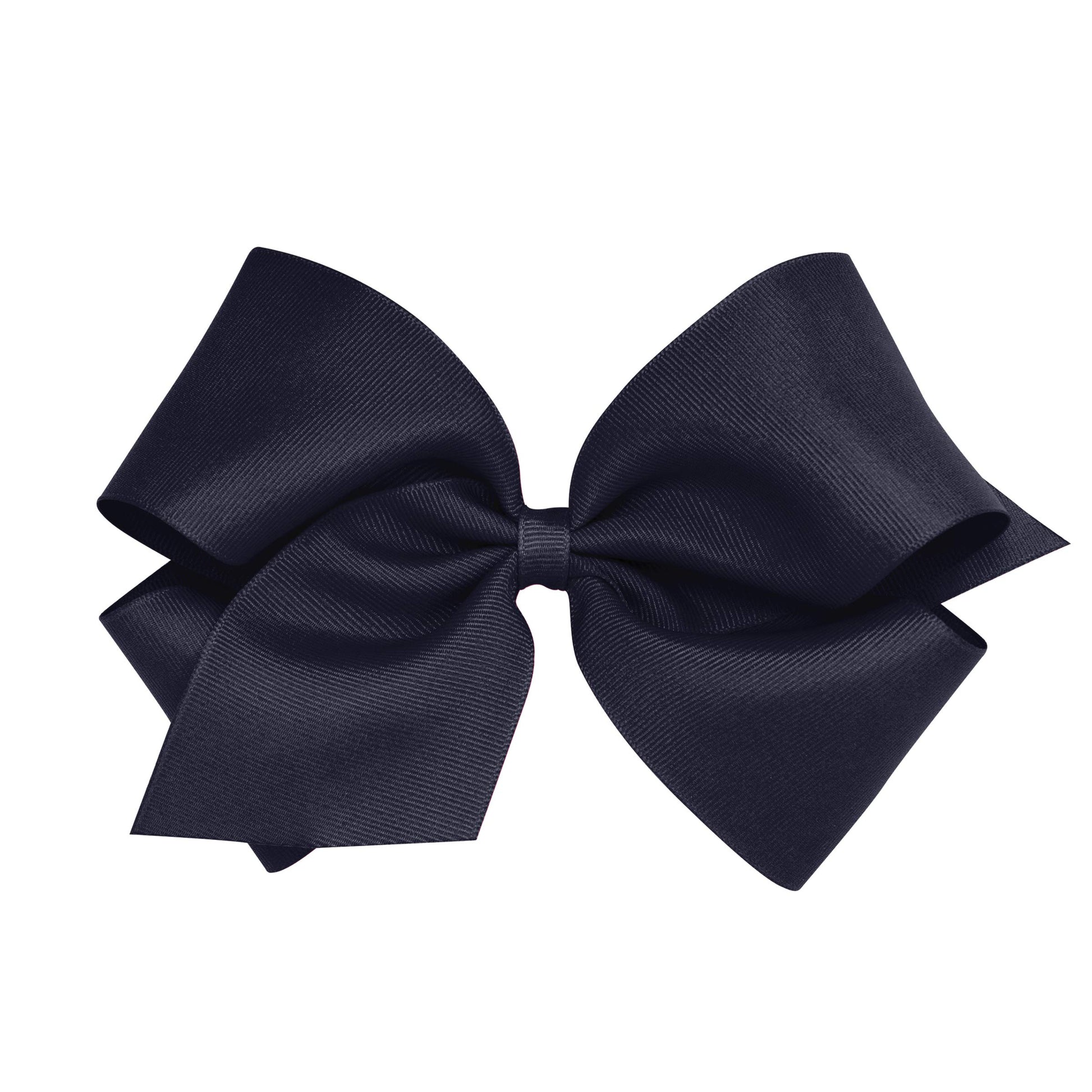 Wee Ones Girls' Classic Grosgrain Hair Bow On A Weestay Clip With Plain Wrap, King, Navy