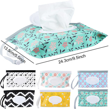 Febsnow 6 Pack Baby Wipes Dispenser, Portable Refillable Wipe Holder, Baby Wipes Container, Reusable Wipes Case, Baby Travel Wet