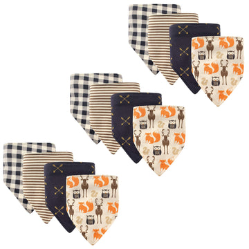 Hudson Baby Unisex Baby Cotton Bandana Bibs, Woodland Creatures 12-Pack, One Size