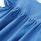 Lyxiof Toddler Baby Girl Cotton Linen Dress Ruffle Sleeve Halter Sleeveless Kids Casual Dresses Royal Blue 130Cm