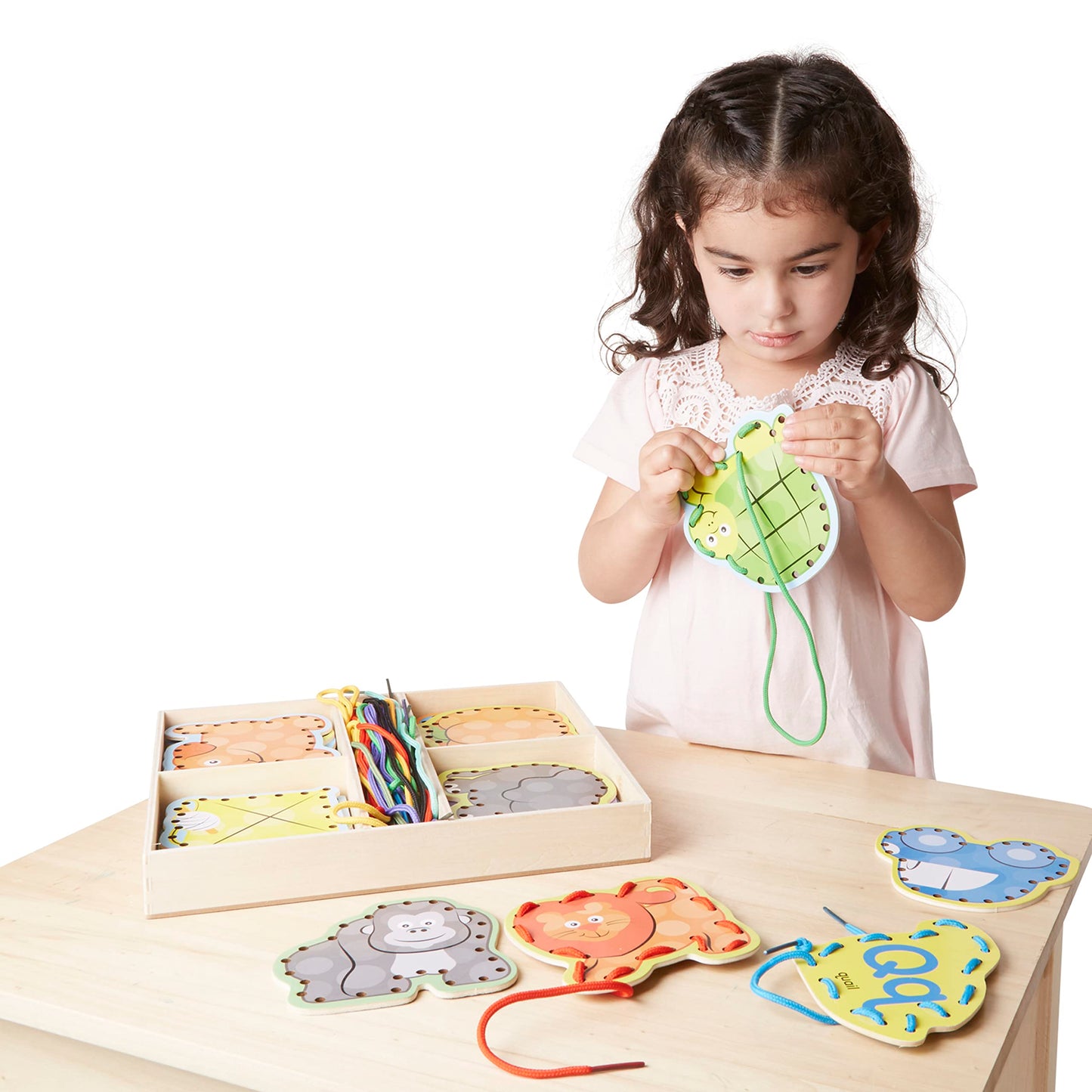 Melissa & Doug Alphabet Wooden Lacing Cards With Double-Sided Panels and Matching Laces - Lacing Toys For Toddlers, Fine Motor S