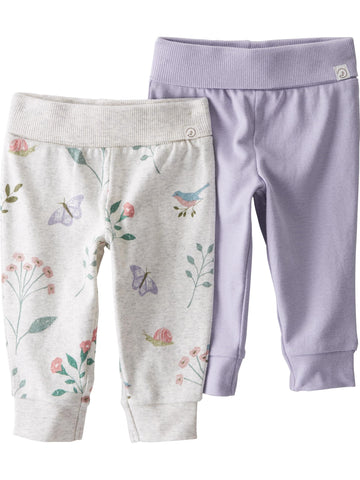 Little Planet By Carter'S Unisex-Baby 2-Pack Pants Made With Organic Cotton, Botanical Butterfly Print/Lilac, 24 Months