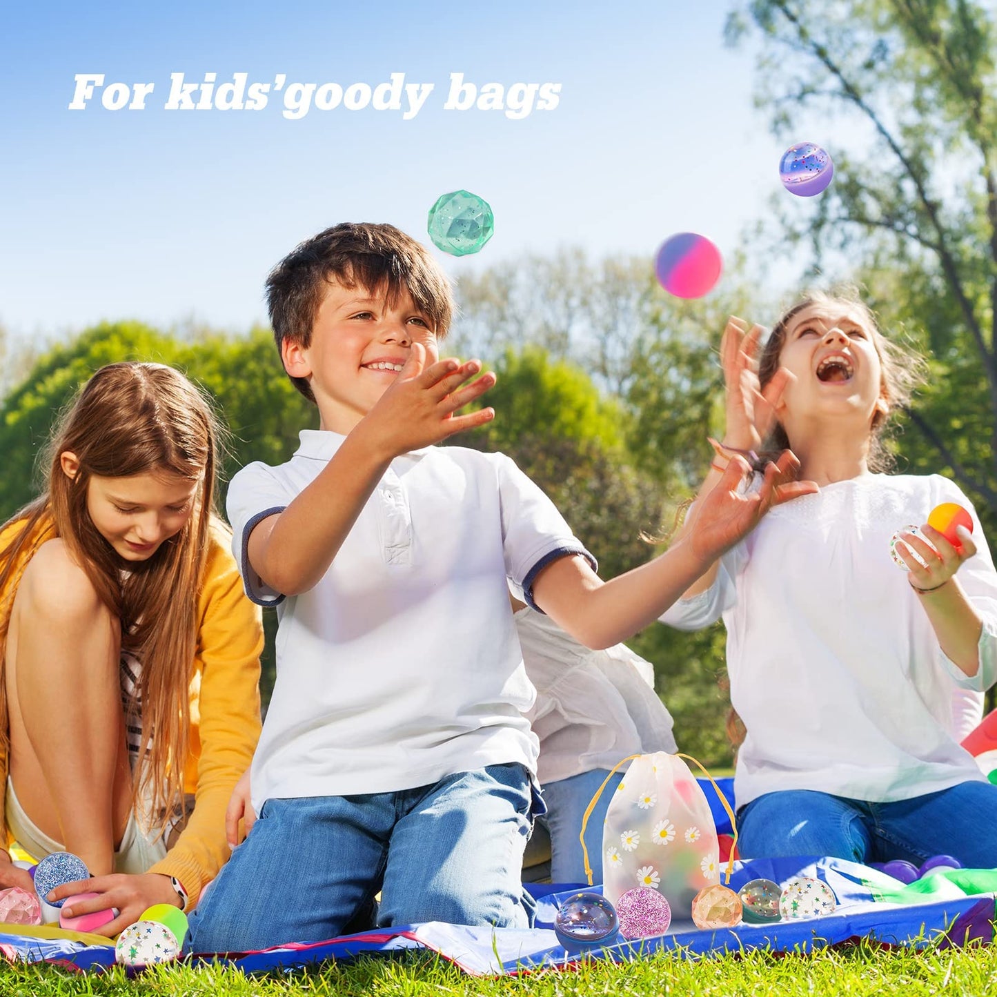 Ohanniewa Bouncy Balls for Kids 20 Pieces 5 Styles 32mm Assorted Bouncy Balls with Storage Bag for Birthday Party Favors