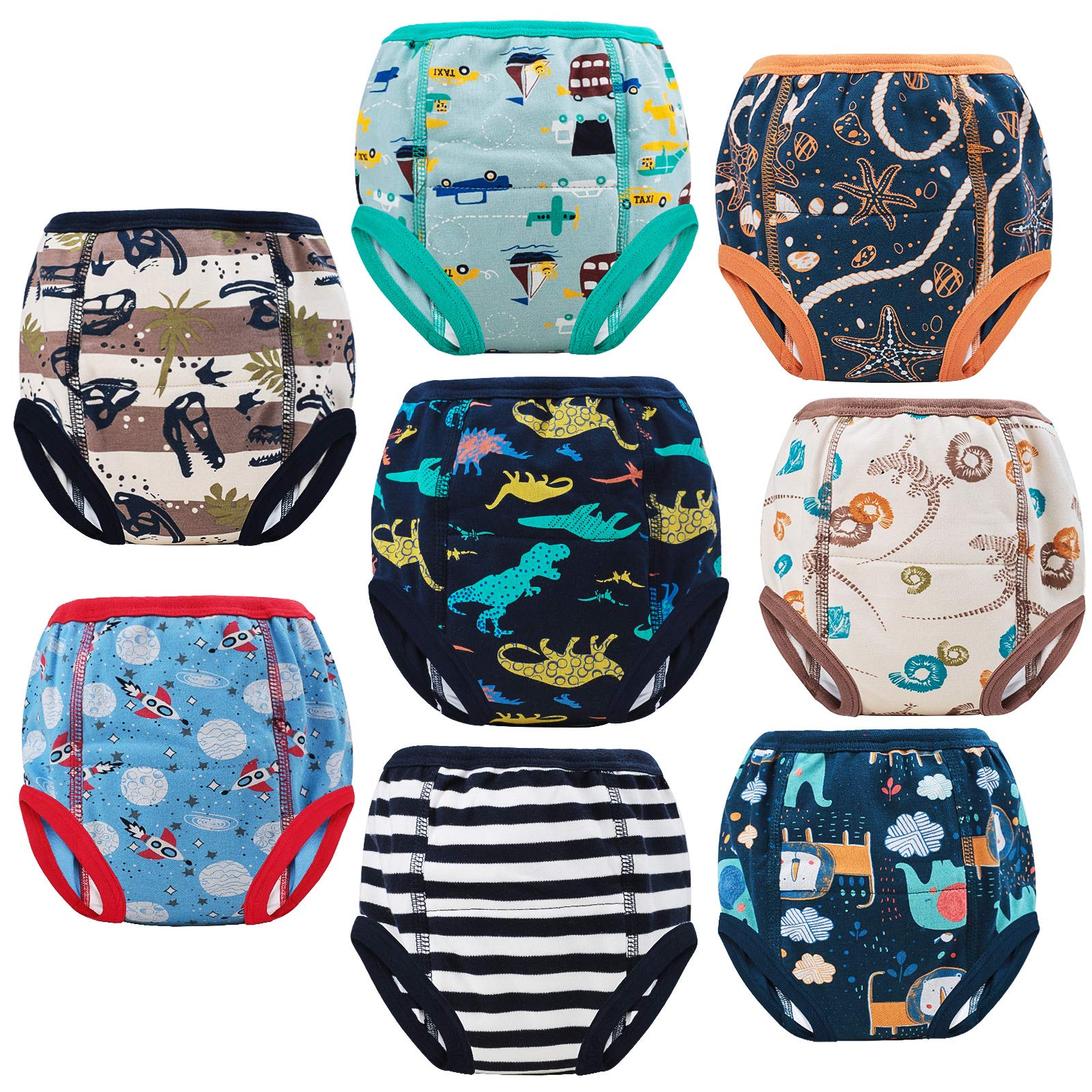 Moomoo Baby 8 Packs Potty Training Pants Cotton Absorbent Training Underwear For Toddler Baby Boy 2T