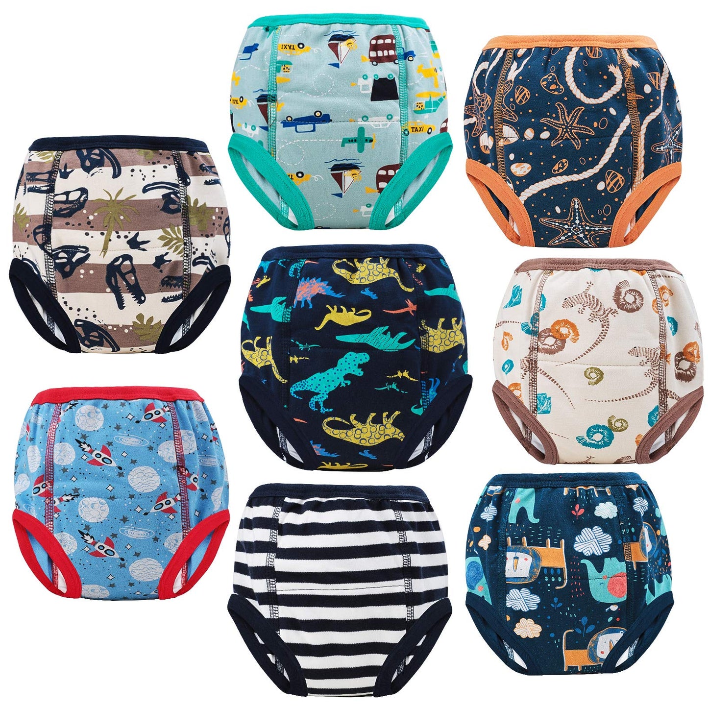 Moomoo Baby 8 Packs Potty Training Pants Cotton Absorbent Training Underwear For Toddler Baby Boy 3T