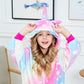 Chetosho Unicorn Hooded Onesie Girls Halloween One Piece Kids Costume (Oblique Stripe Starry Pink Blue 7-8 Years)