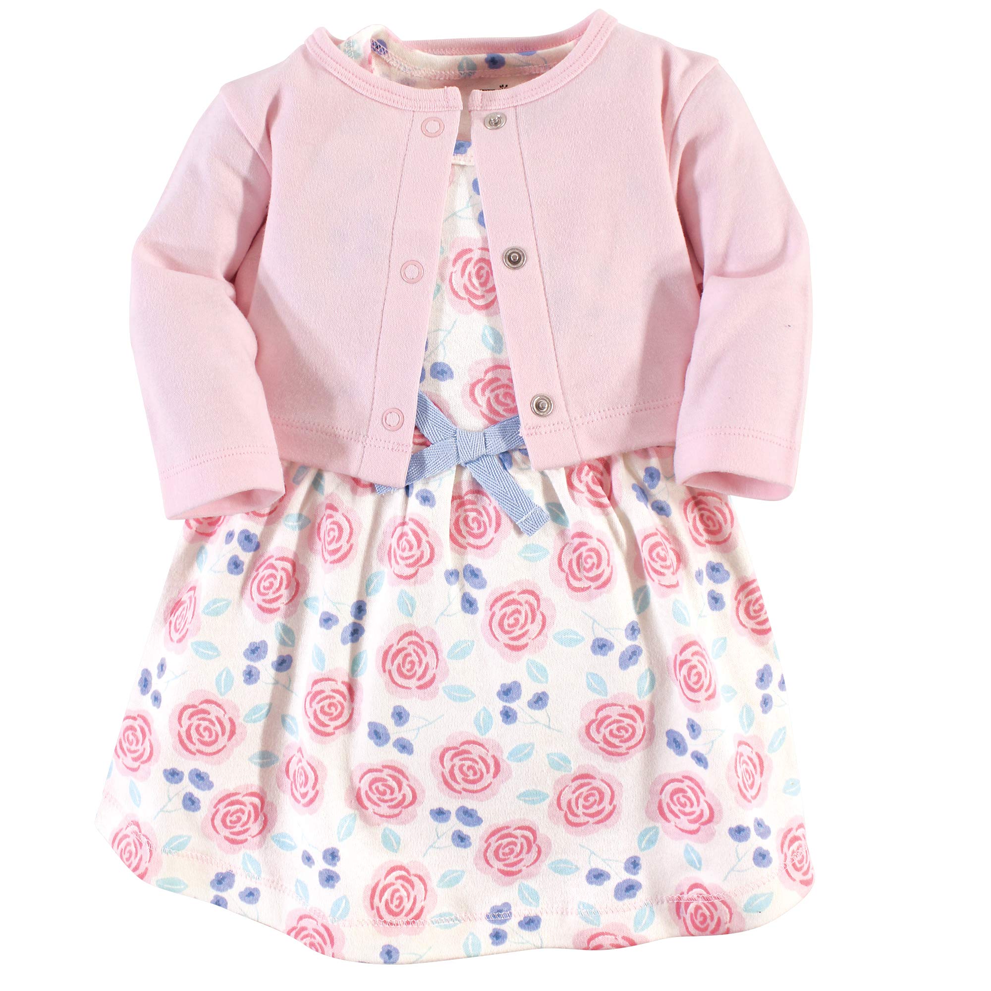 Touched By Nature Baby Girls' Organic Cotton Dress And Cardigan, Pink Rose, 18-2 WBBAPB07R3KMYY4