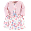 Touched By Nature Baby Girls' Organic Cotton Dress And Cardigan, Pink Rose, 18-24 Months