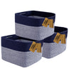 Comfy-Homi 3Pack Rectangular Cotton Rope Basket With Handles For Shelvesdog Toy Basketbaby Basketgift Basket Empty For Boy Girl-