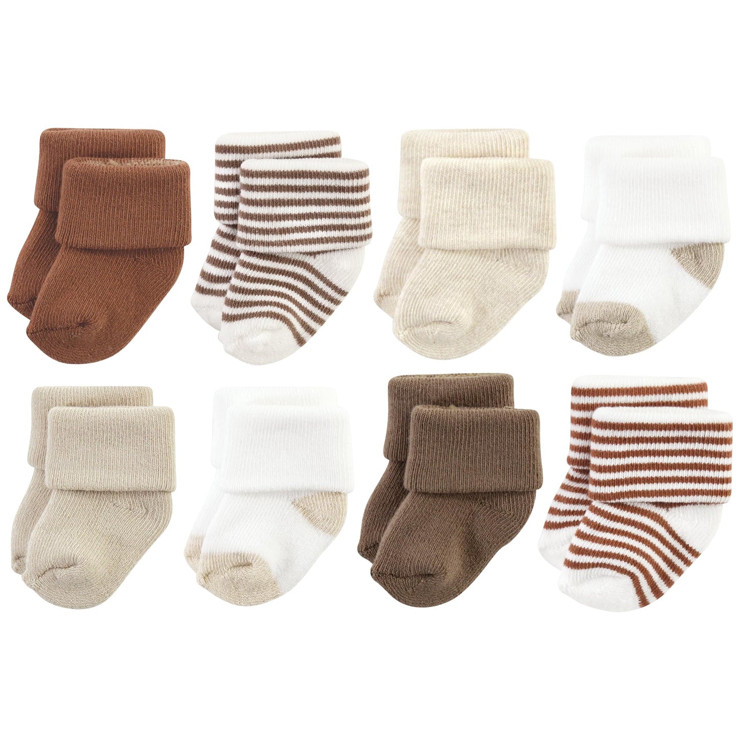Hudson Baby Unisex Baby Cotton Rich Newborn And Terry Socks, Neutral Brown, 0-6 Months