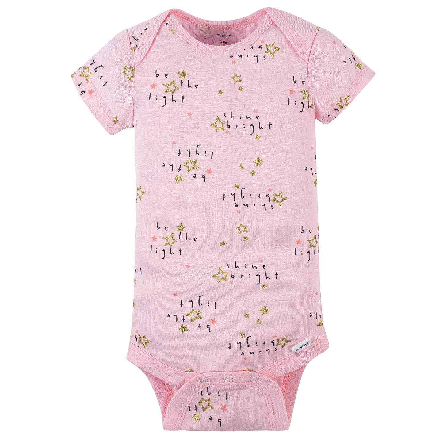 Gerber Baby Girls' 4-Pack Short Sleeve Onesies Bodysuits, Princess Pink, Newborn