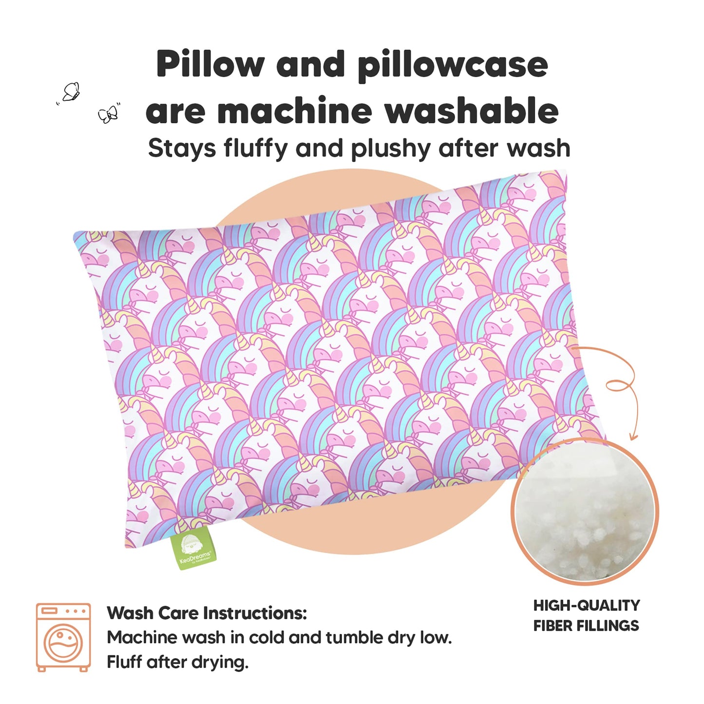 Toddler Pillow With Pillowcase - 13X18 My Little Dreamy Kids Travel Bed Pillows For Sleeping, Organic Cotton Small Pillowcase, S